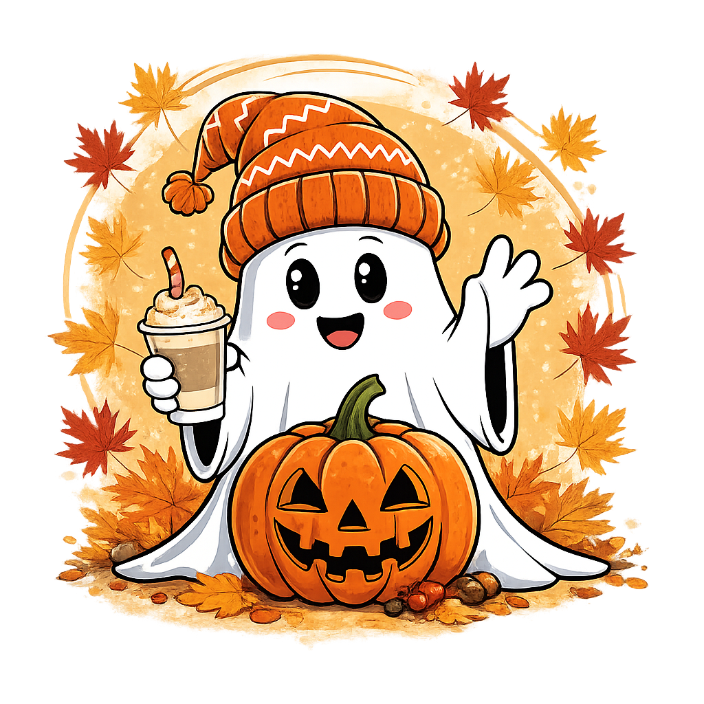 Cute Ghost & Pumpkin